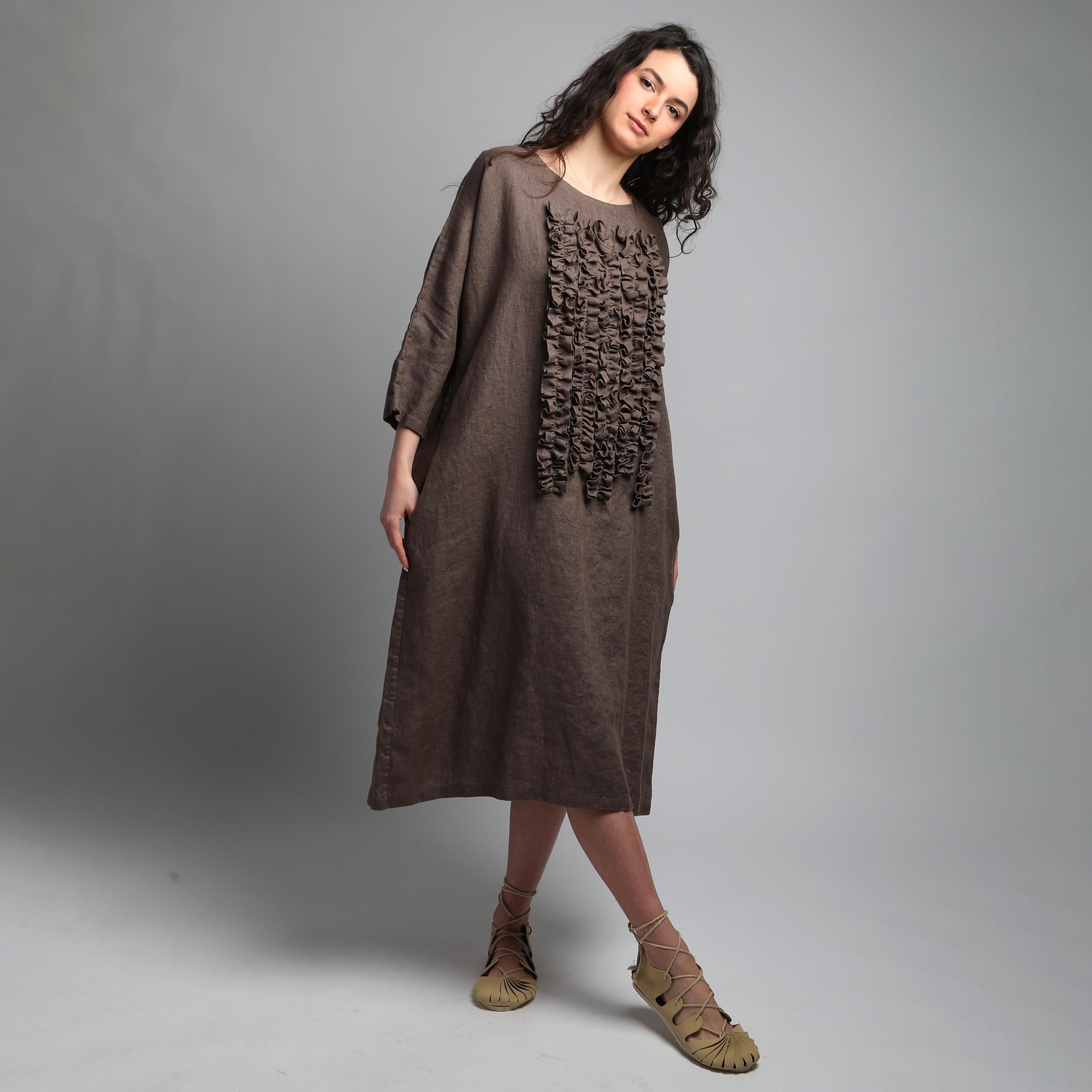 Ready Ship Size S Light Brown Pom Maxi